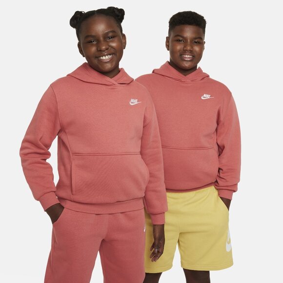 Nike Other - Nike Sportswear Club Fleece Big Kids' Pullover Hoodie Unisex Adobe/White